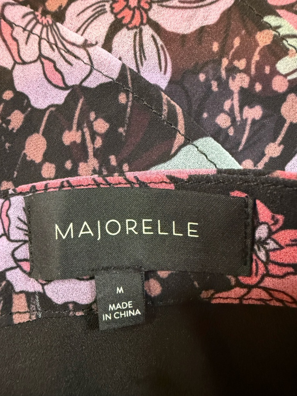 Majorelle Floral Ruffle Mini Skirt Black Pink Boho Tiered Size M - Picture 6 of 9